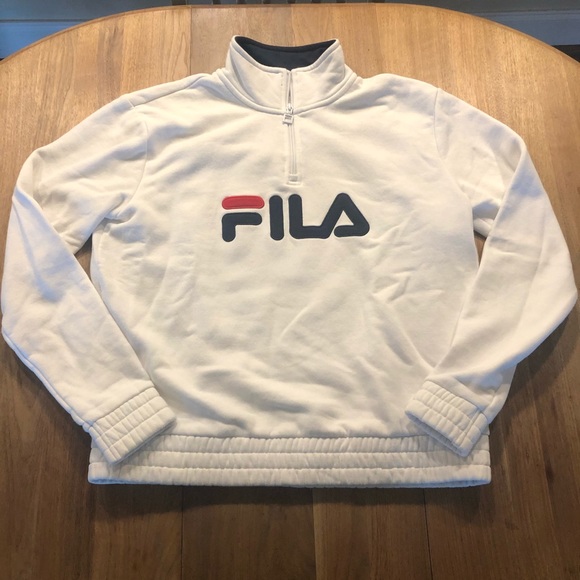 Fila Tops - FILA White Quarter Zip Sweatshirt Size Medium